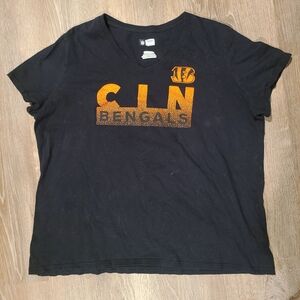 NFL Black and Orange Cincinnati Bengals Women's Short Sleeve Tee